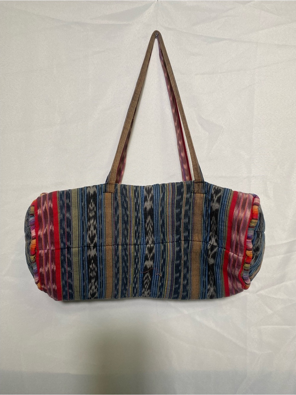 Bohemian Striped Canvas Shoulder Bag in Blue & Red